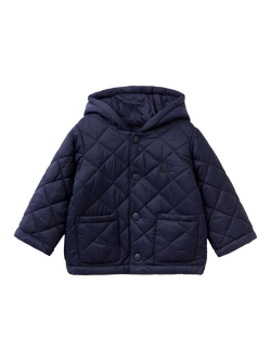 Benetton Baby Hooded Quilted Jacket, Night Blue, Night Blue