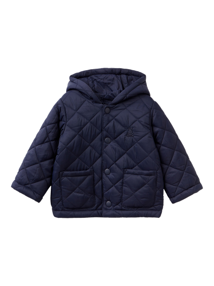 Benetton Baby Hooded Quilted Jacket, Night Blue, Night Blue