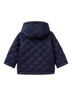 Benetton Baby Hooded Quilted Jacket, Night Blue - view 2, Night Blue