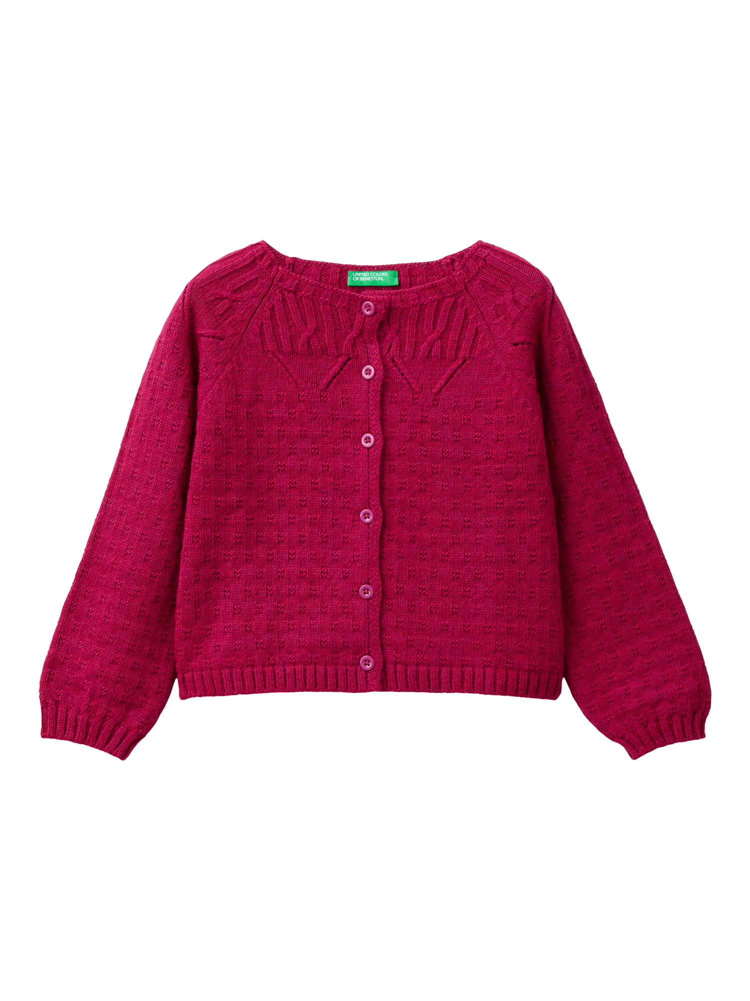 Benetton Kids Pointelle Stitch Cardigan Cyclamen