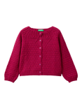 Benetton Kids' Pointelle Stitch Cardigan, Cyclamen