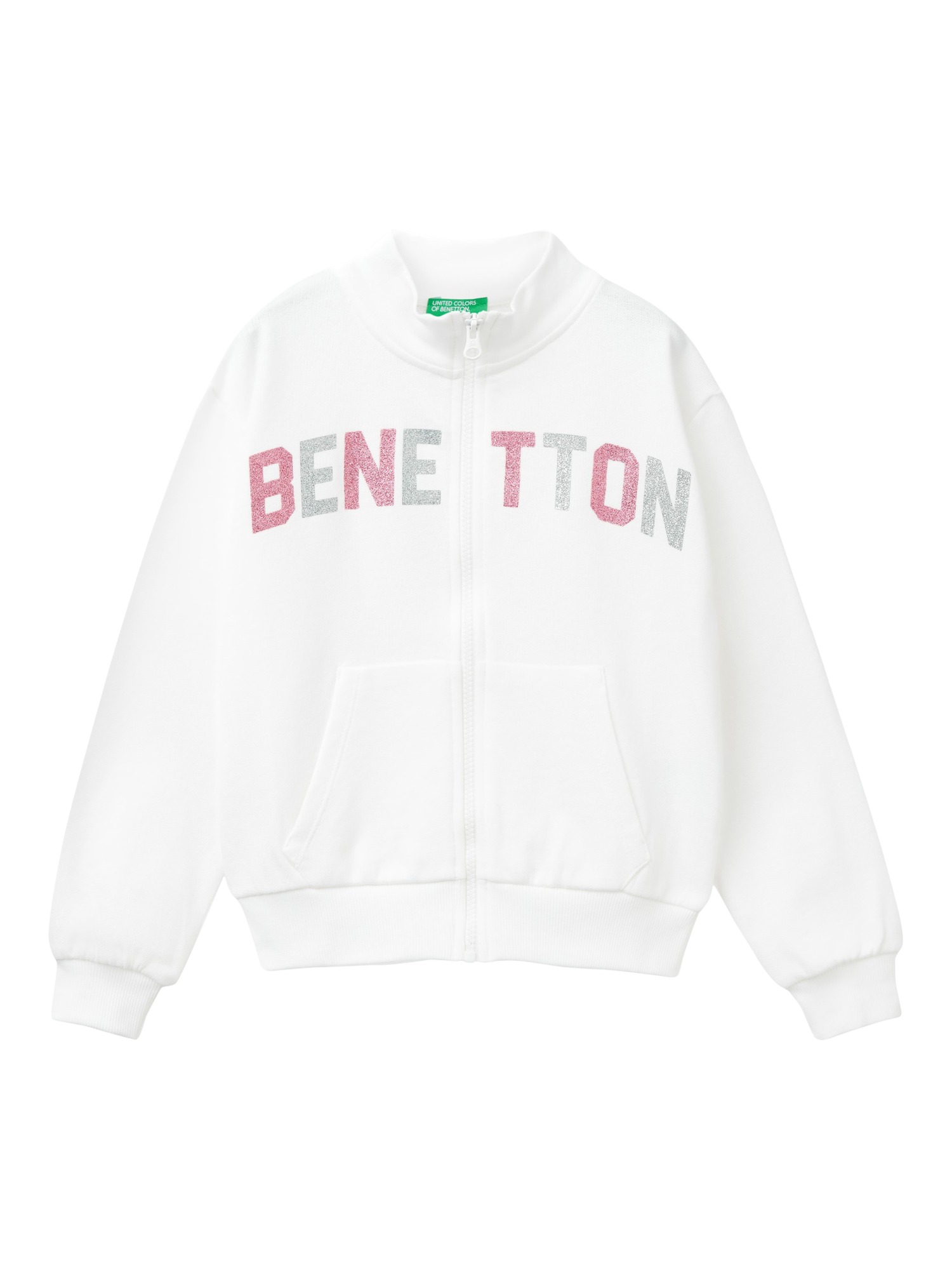 Benetton Kids' Zipped Sweatshirt, Offwhite
