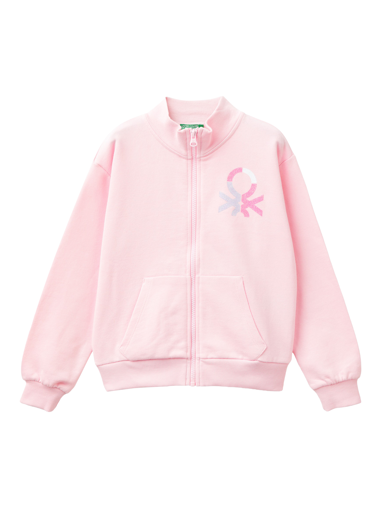 Benetton Kids' Zipped Sweatshirt, Pink