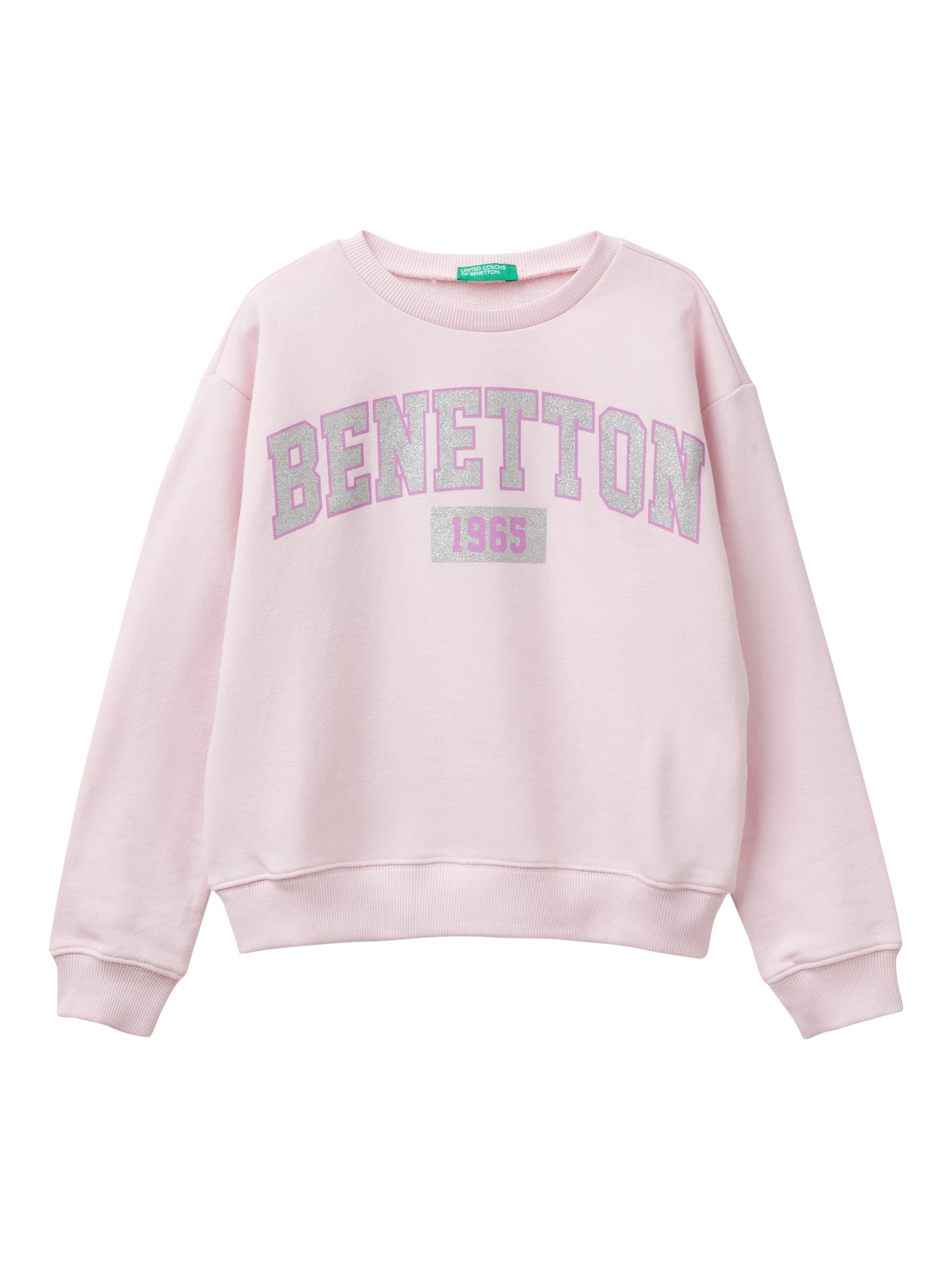 Benetton Kids' Cotton Logo Sweatshirt, Pink