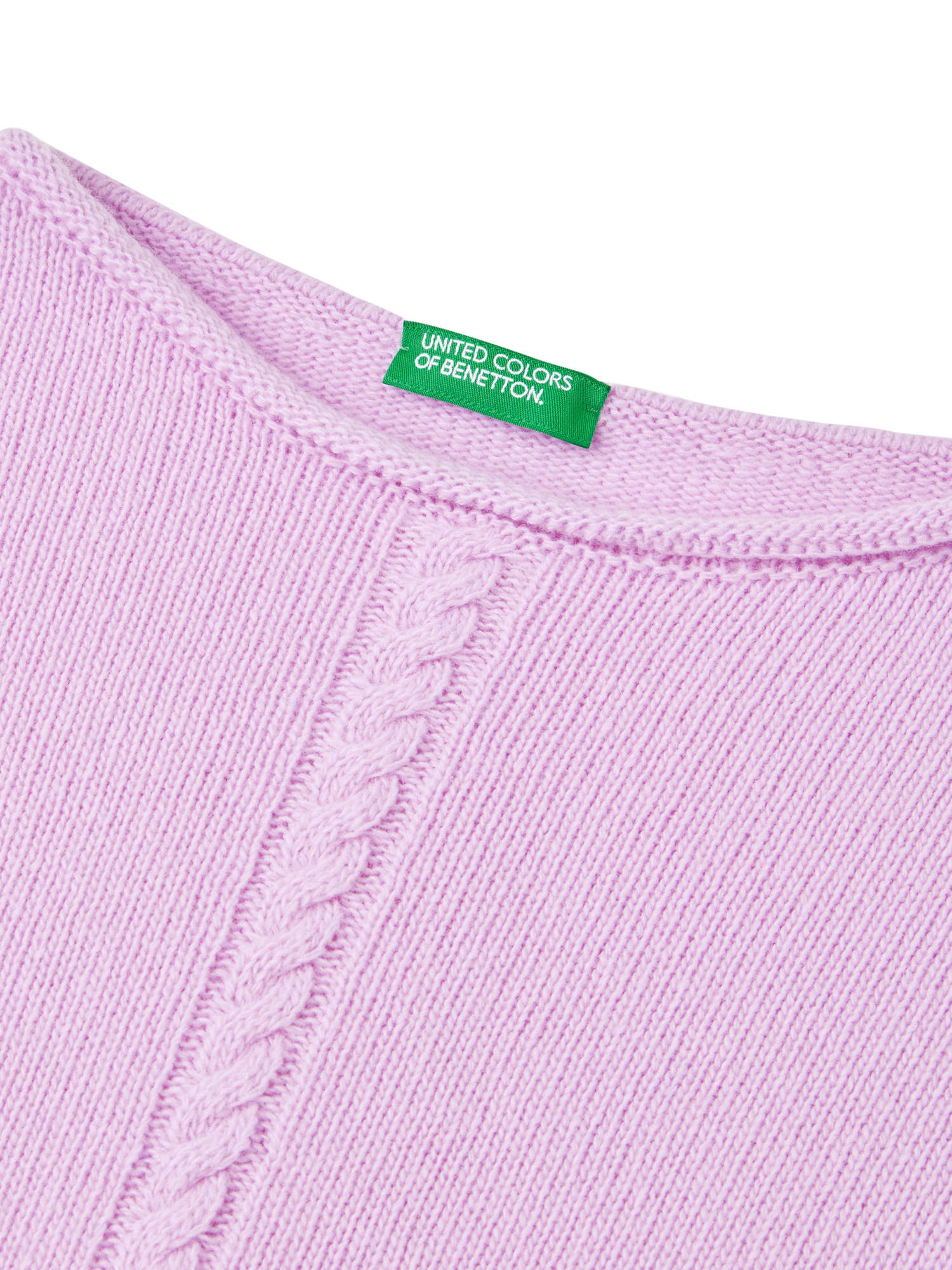 Product image 3 of 3, which shows Benetton KIds' Wool Blend Crew Neck Jumper, Lilac, 6-7 years
