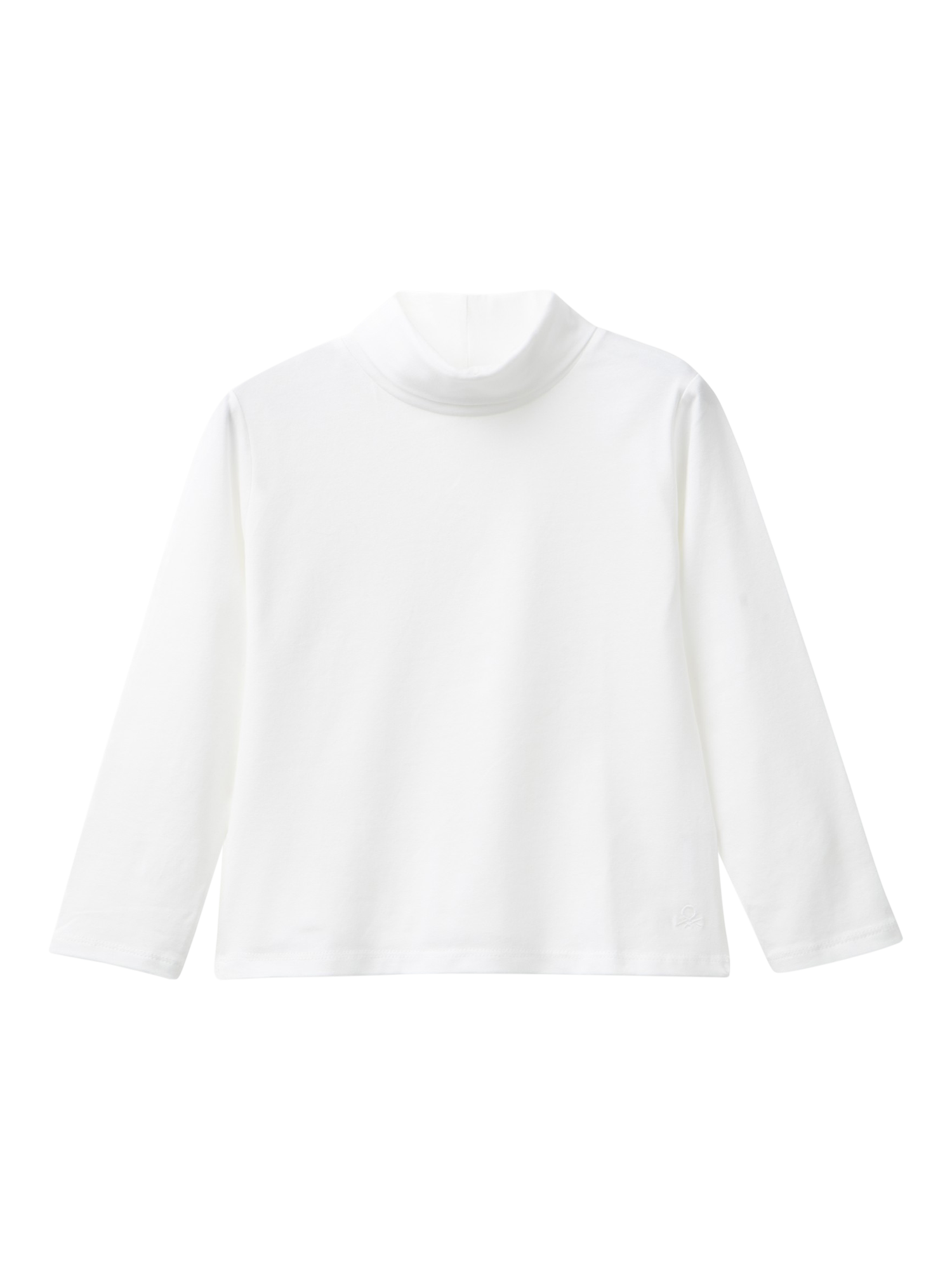 Product image 1 of 3, which shows Benetton Kids' Cotton Blend Jersey Roll Neck Jumper, Off White, 18-24 months