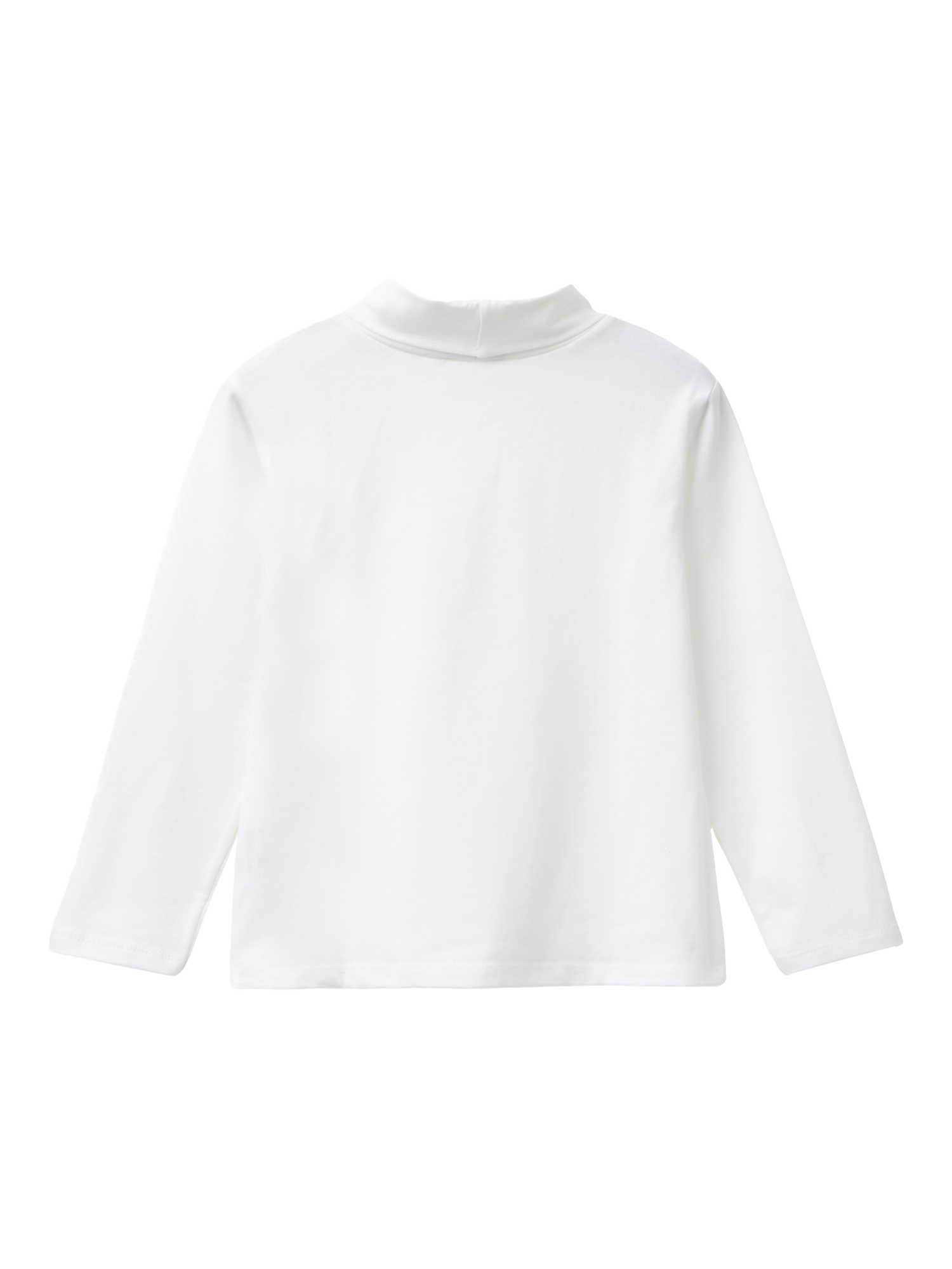Product image 2 of 3, which shows Benetton Kids' Cotton Blend Jersey Roll Neck Jumper, Off White, 18-24 months