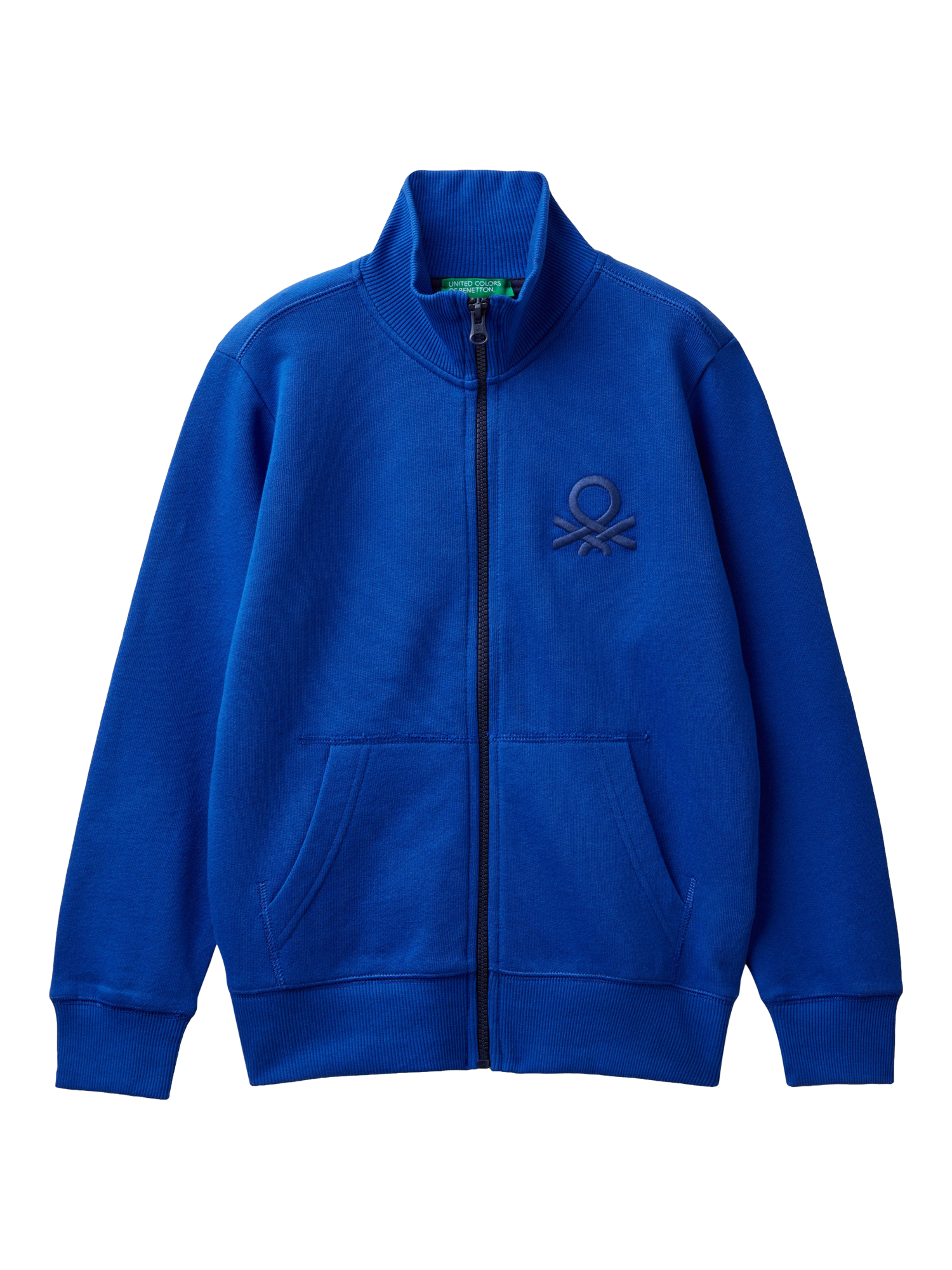 Benetton Kids' Cotton Zip Jumper, Bluette