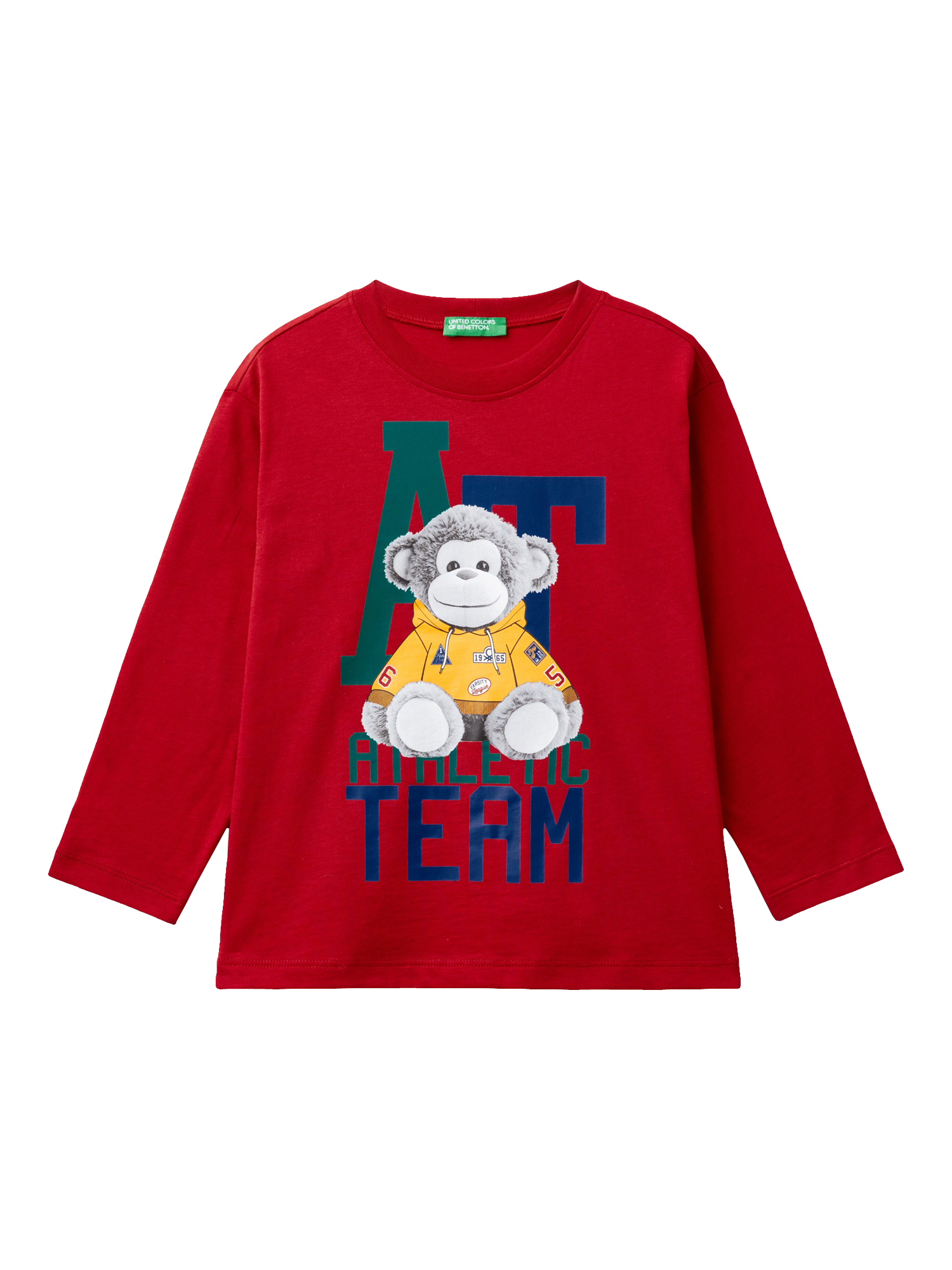 Benetton Kids' Organic Cotton Long Sleeve Top, Bordeaux