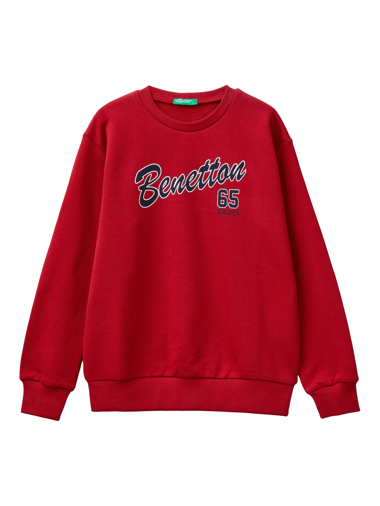 Benetton Kids' Cotton Logo Sweatshirt, Bordeaux