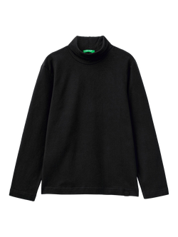 Benetton Kids' Turtle Neck Jumper, Black