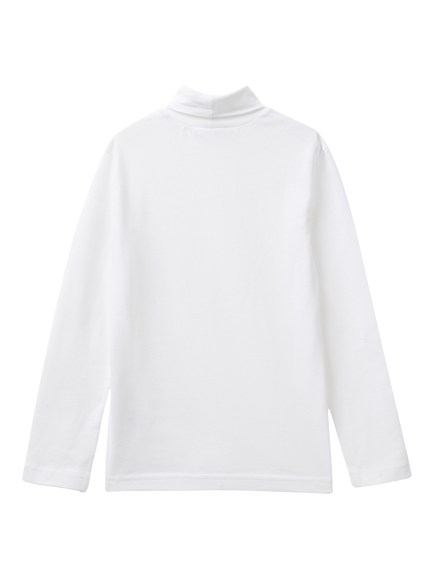 Benetton Kids' Turtle Neck Jumper - view 2, Optical White
