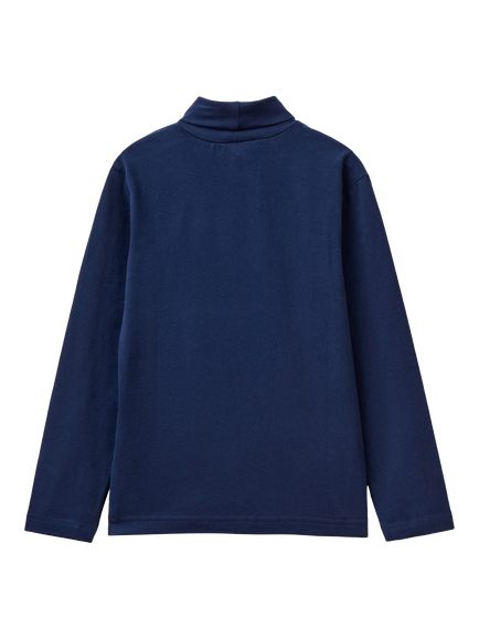 Benetton Kids' Turtle Neck Jumper - view 2, Night Blue