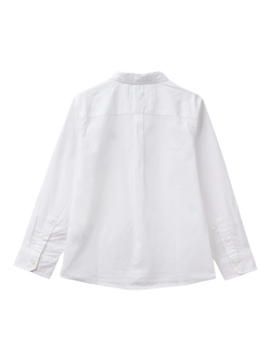Benetton Kids' Cotton Poplin Long Sleeve Shirt, Optical White - view 2, Optical White