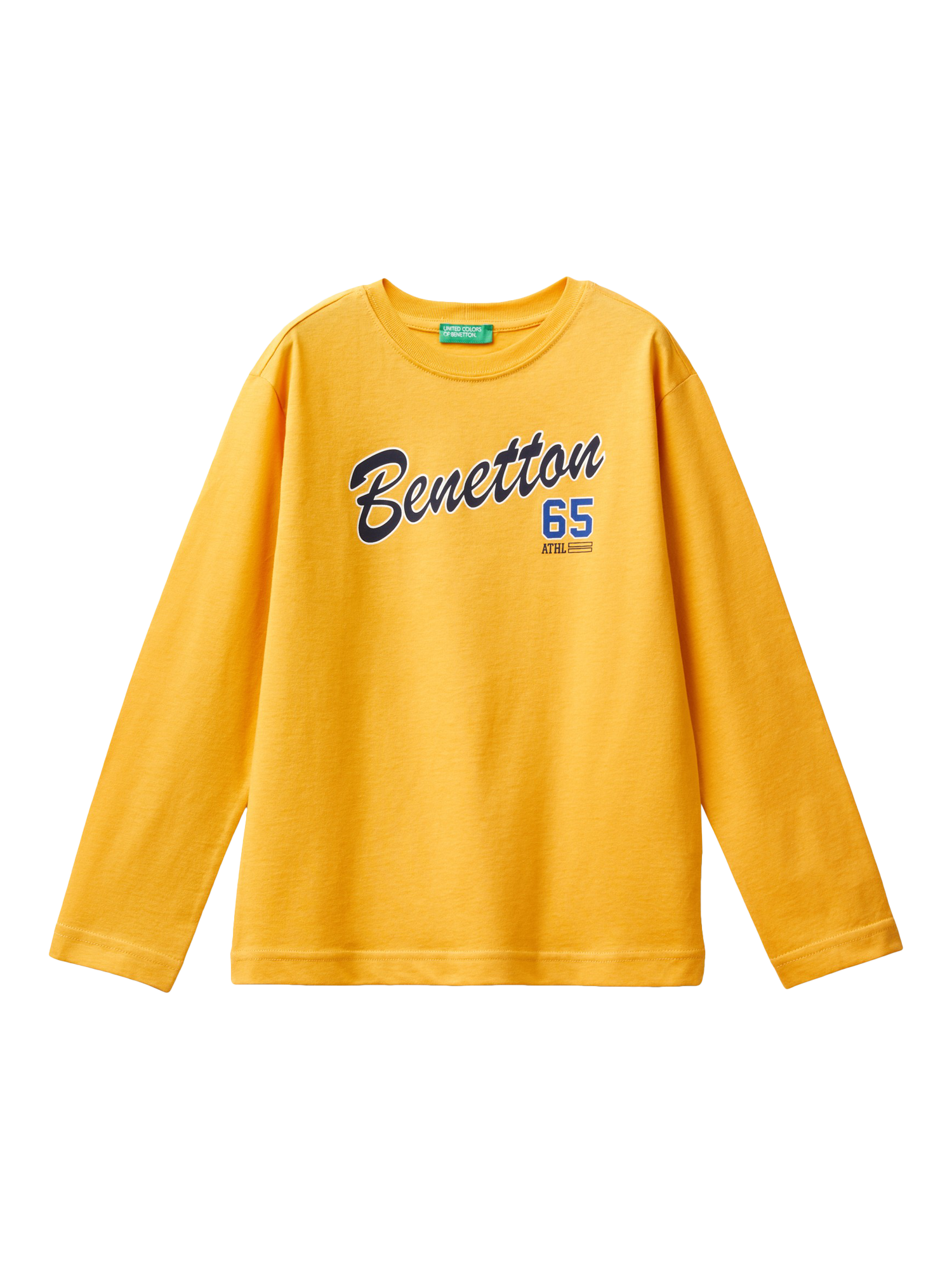 Benetton Kids' Logo Long Sleeve Tee, Ochre