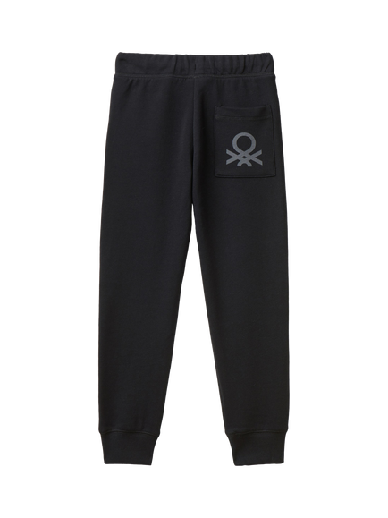 Benetton Kids' Fleece Joggers, Black - view 2, Black