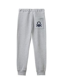 Benetton Kids' Fleece Joggers - view 2, Light Grey