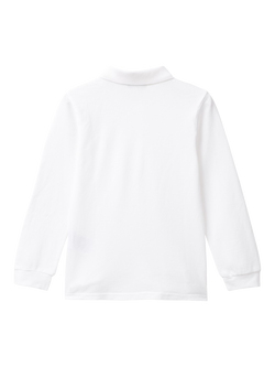 Benetton Kids' Cotton Long Sleeve Polo Shirt - view 2, Optical White