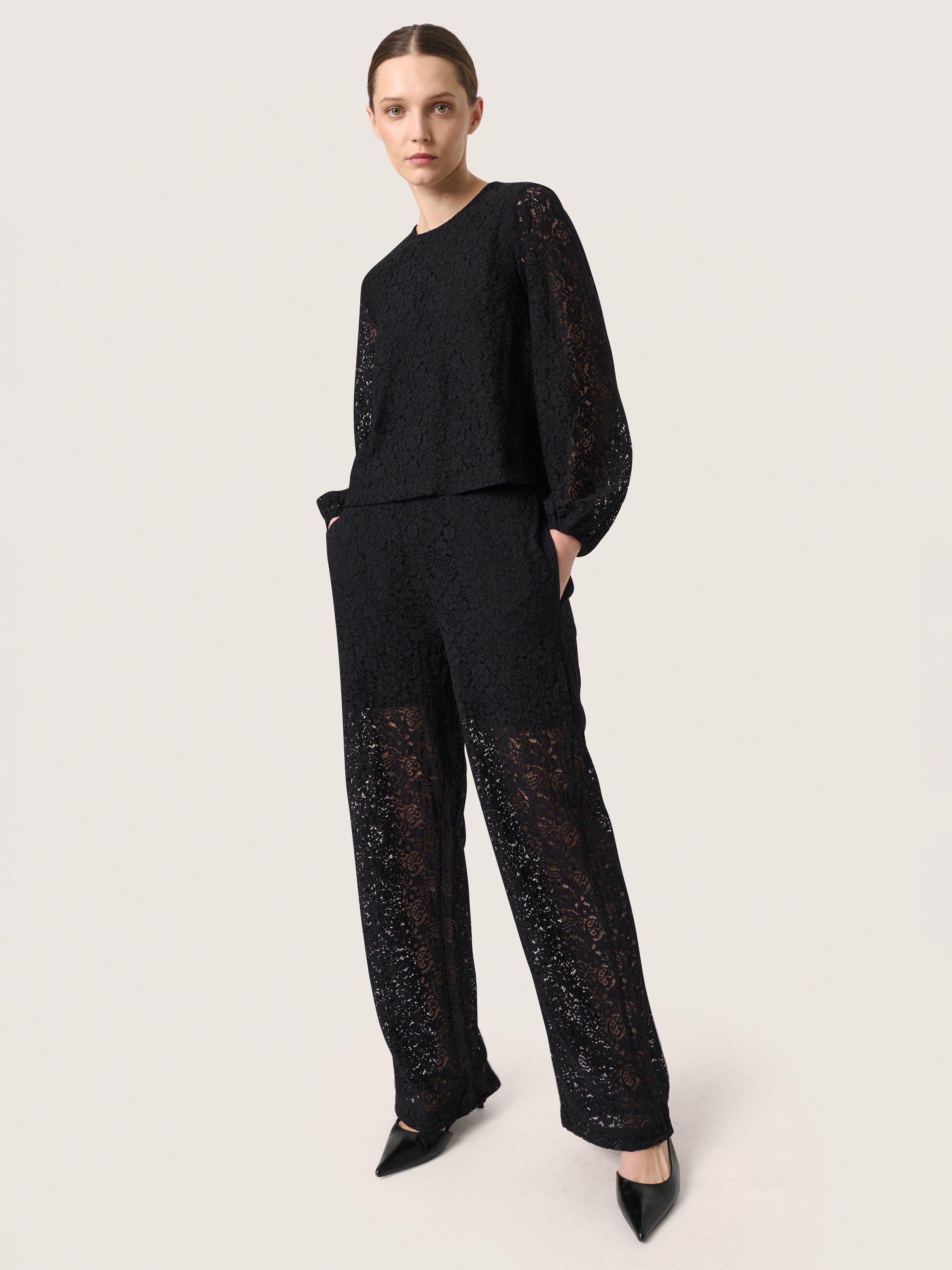 Product image 3 of 6, which shows Soaked In Luxury Henni Lace Trim Top, Black, L