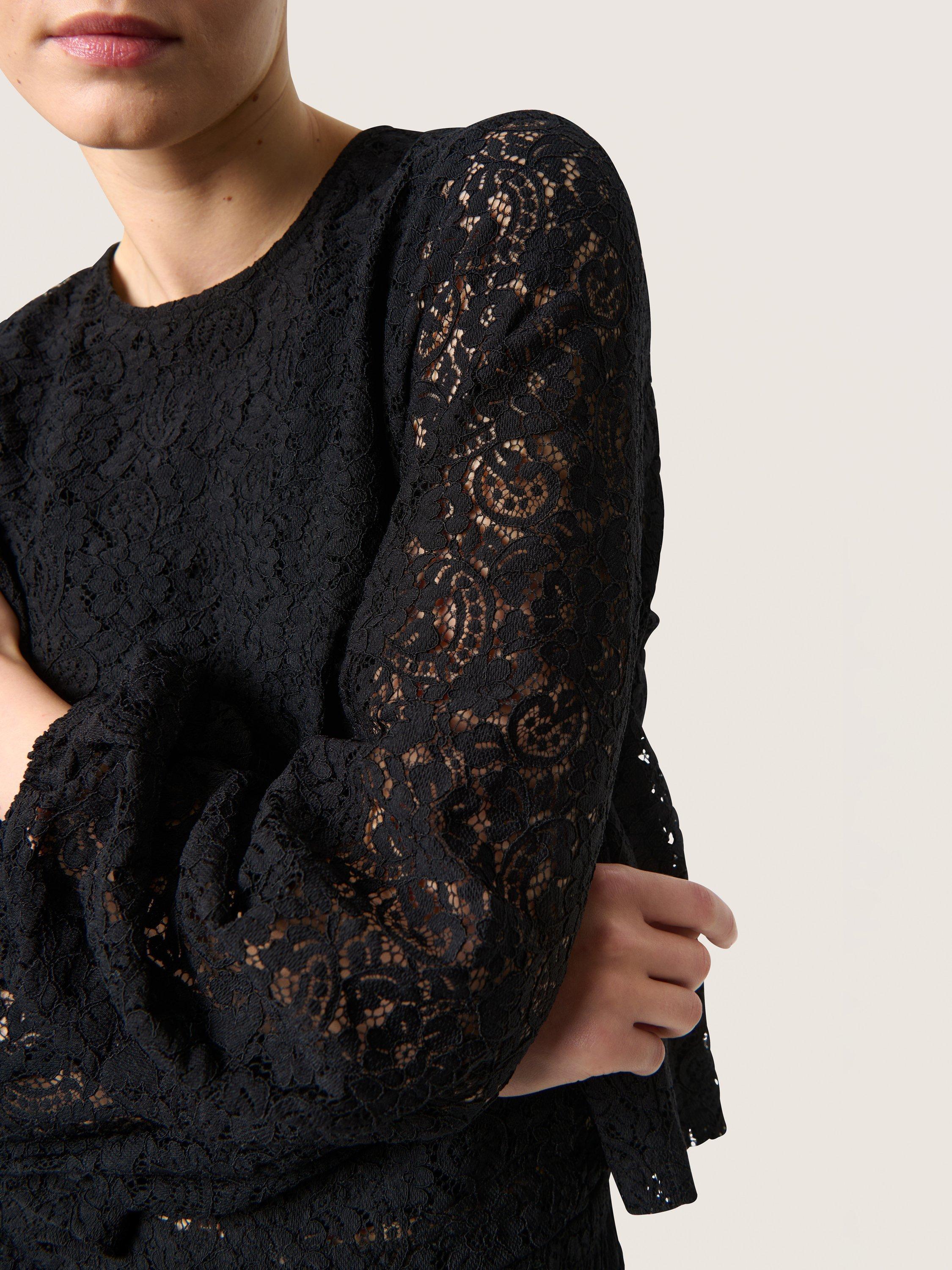 Product image 4 of 6, which shows Soaked In Luxury Henni Lace Trim Top, Black, L