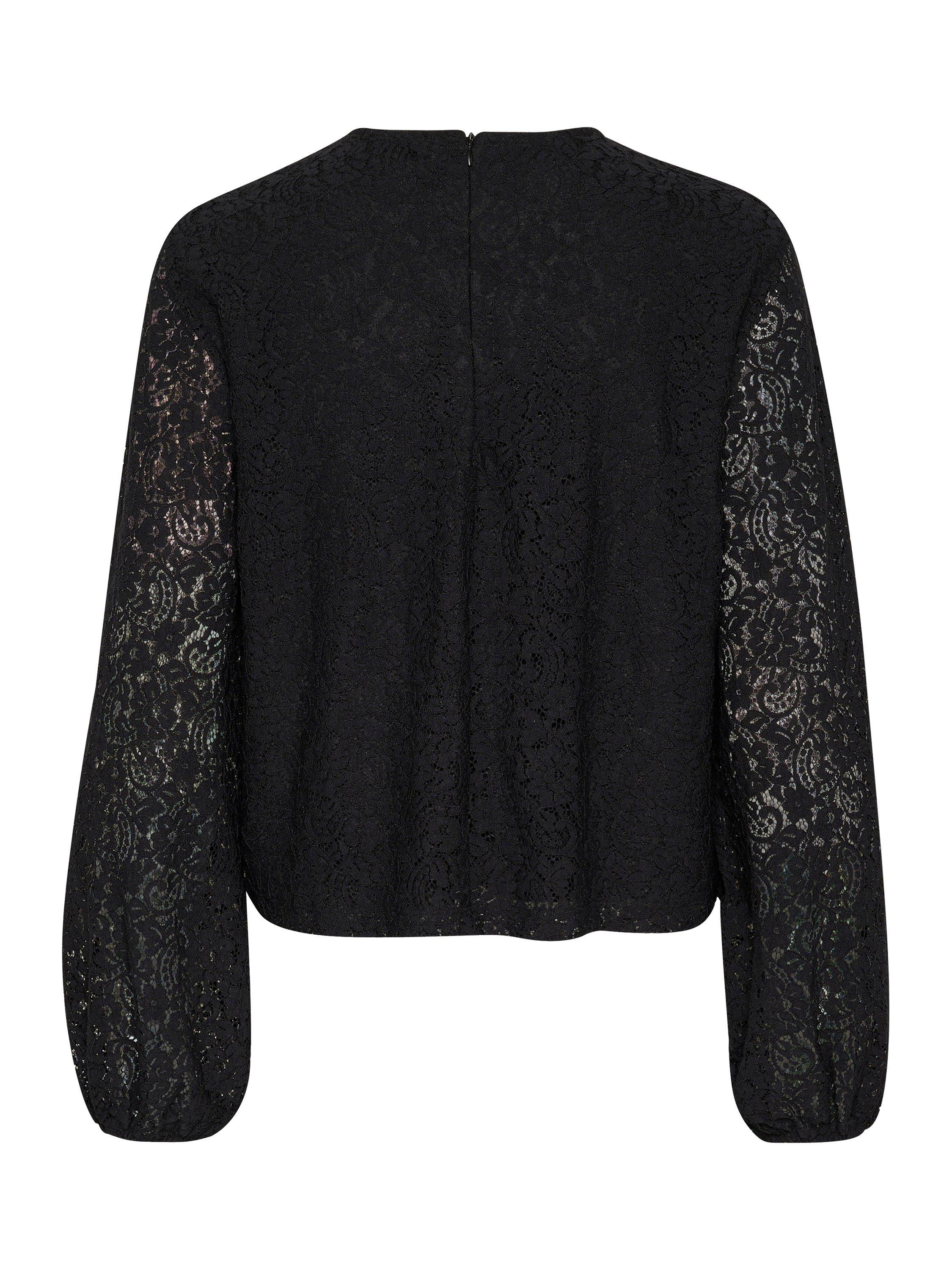 Product image 6 of 6, which shows Soaked In Luxury Henni Lace Trim Top, Black, L