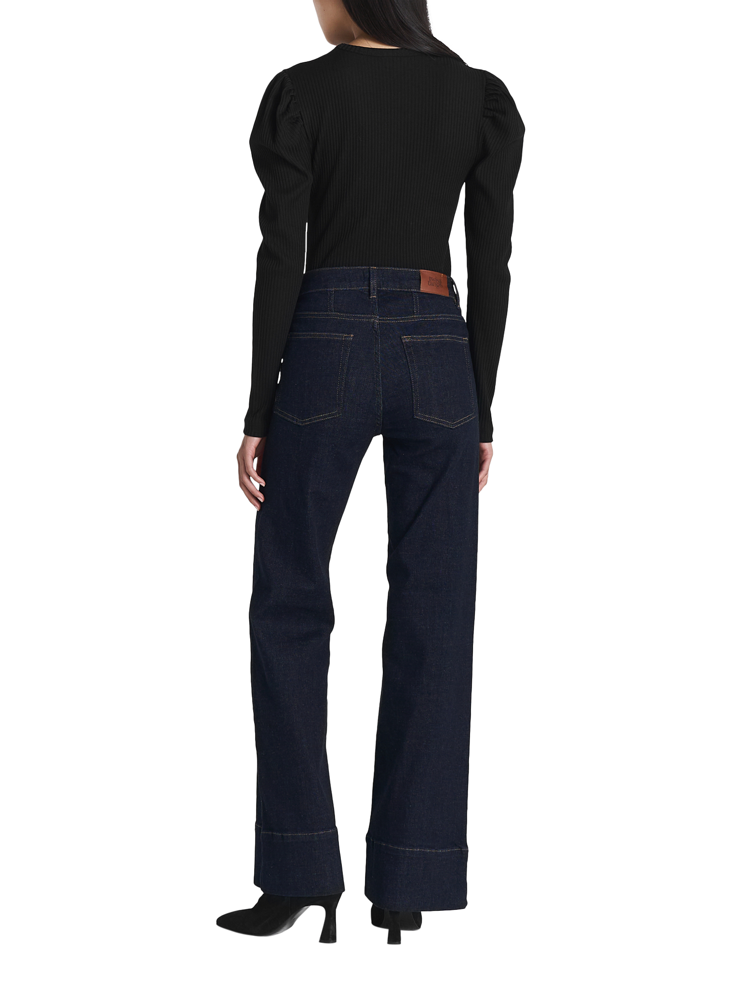 Product image 2 of 3, which shows Twist & Tango Justina Ribbed Long Sleeve Top, Black, S