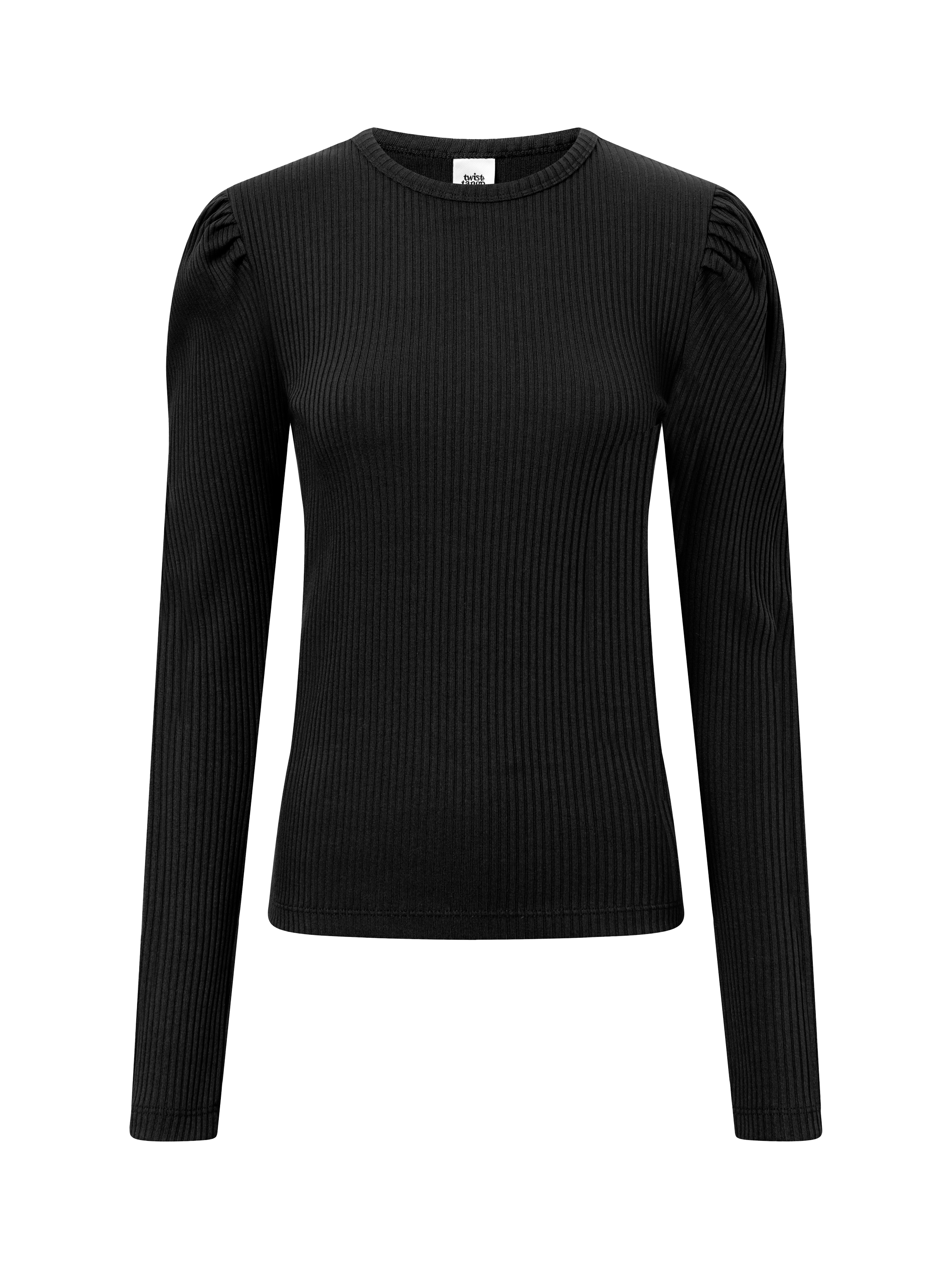 Product image 3 of 3, which shows Twist & Tango Justina Ribbed Long Sleeve Top, Black, S