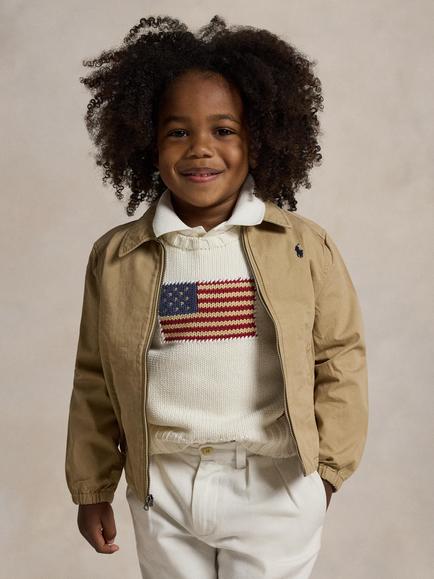 Ralph Lauren Polo Ralph Lauren Kids' Bayport Cotton Windbreaker Jacket, Café Tan, Café Tan