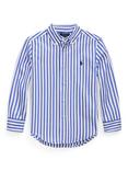 Polo Ralph Lauren Kids' Long Sleeved Striped Shirt, White/Blue