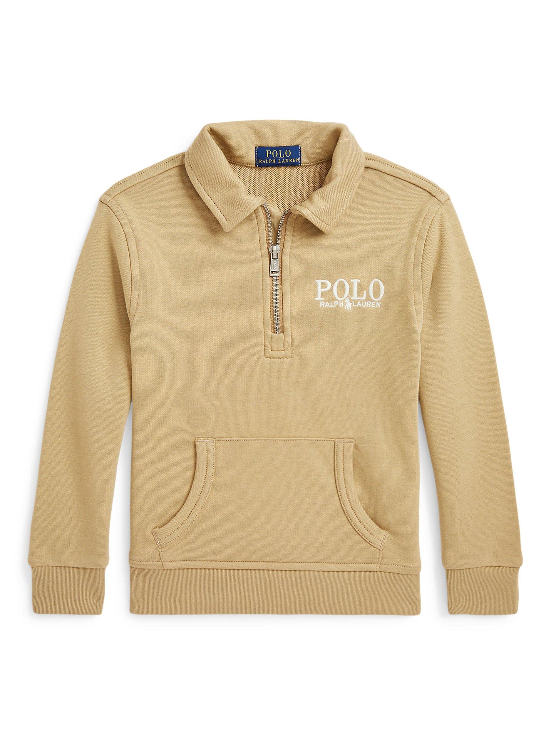 Product image 1 of 2, which shows Polo Ralph Lauren Kids' Half Zip Sweatshirt, Coastal Beige, 2 years