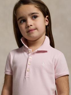 Ralph Lauren Kids' Cotton Polo Shirt Dress, Pink/White - view 2, Pink/White