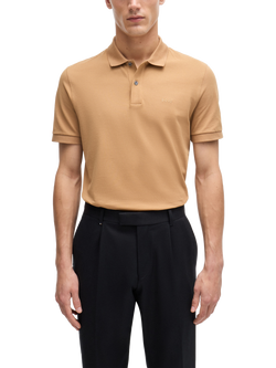 BOSS Organic Cotton Polo Shirt, Medium Beige, Medium Beige