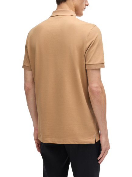 BOSS Organic Cotton Polo Shirt, Medium Beige - view 2, Medium Beige
