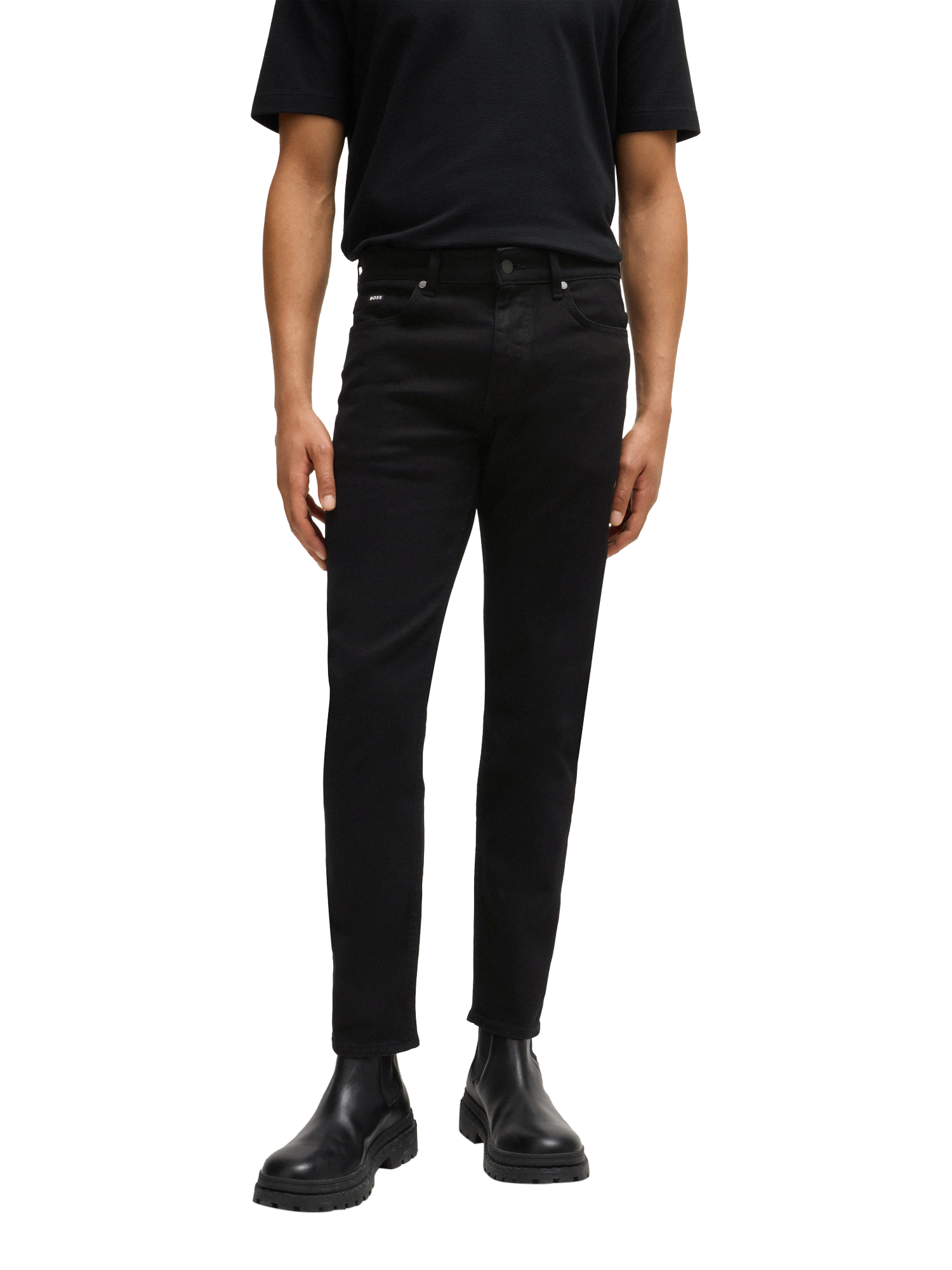 Product image 1 of 6, which shows HUGO BOSS BOSS Delaware Slim Fit Denim Jeans, Black, 33R