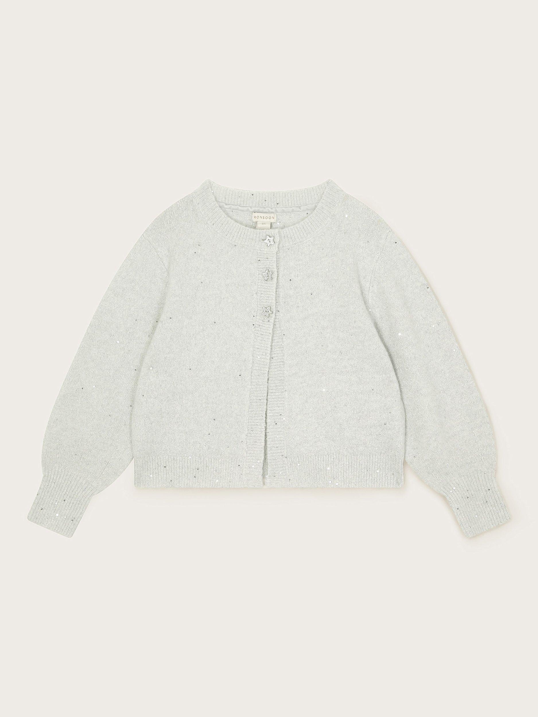 Monsoon Kids Sequin Star Cardigan Silver