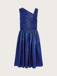 Monsoon Kids' Abigail Metallic Drape Sequin Dress, Navy