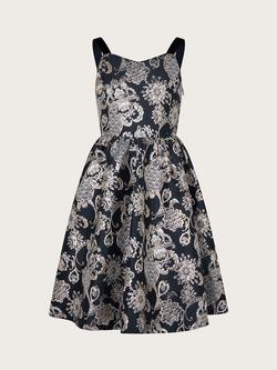 Monsoon Kids' Stormie Jacquard Prom Dress, Black, Black