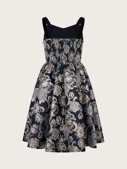 Monsoon Kids' Stormie Jacquard Prom Dress, Black - view 2, Black