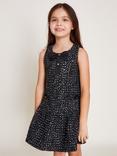 Monsoon Kids' Sleeveless Tweed Pinafore Dress, Navy