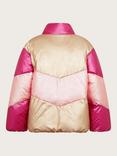 Monsoon Kids' Metallic Colour Block Padded Jacket, Pink/Multi