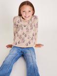 Monsoon Kids' Floral Knitted Jumper, Oatmeal