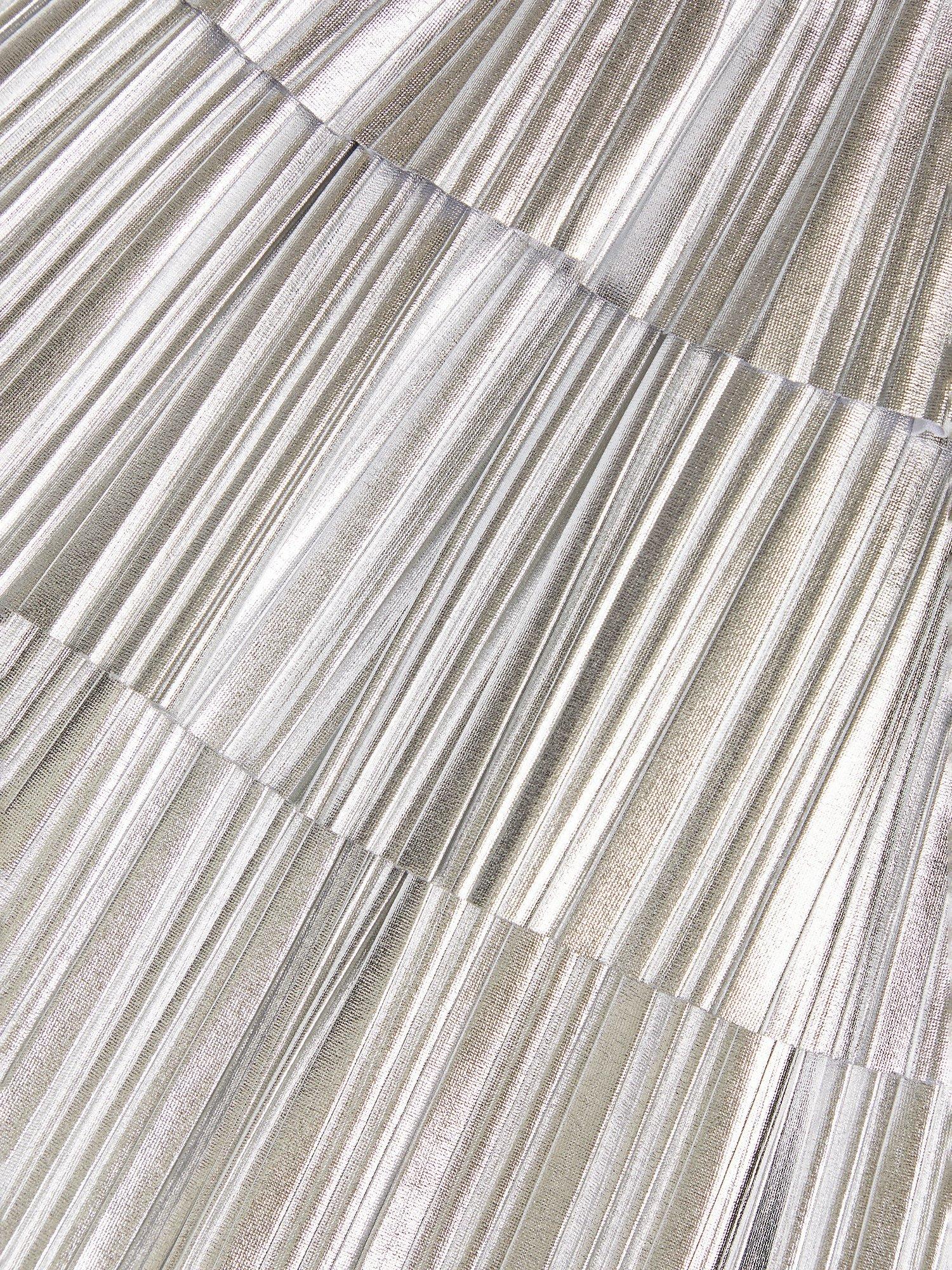 Product image 3 of 3, which shows Monsoon Kids' Metallic Ruffle Skirt, Silver, 11-12 years