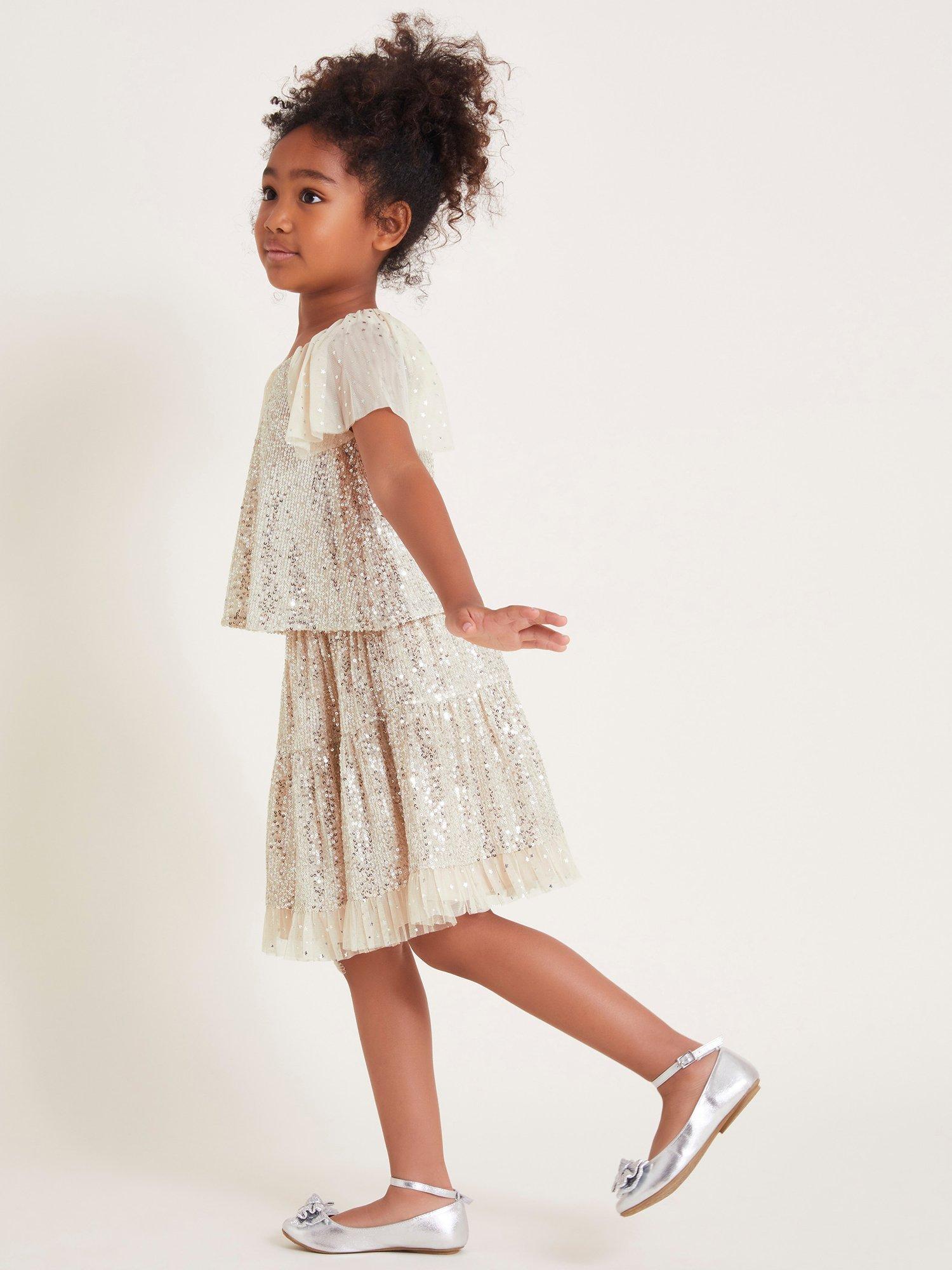 Monsoon Kids' Adele Sequin Skirt, Champagne