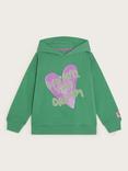 Monsoon Kids' Slogan Heart Hoodie, Green