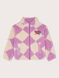 Monsoon Kids' Check Print Heart Jacket, Lilac