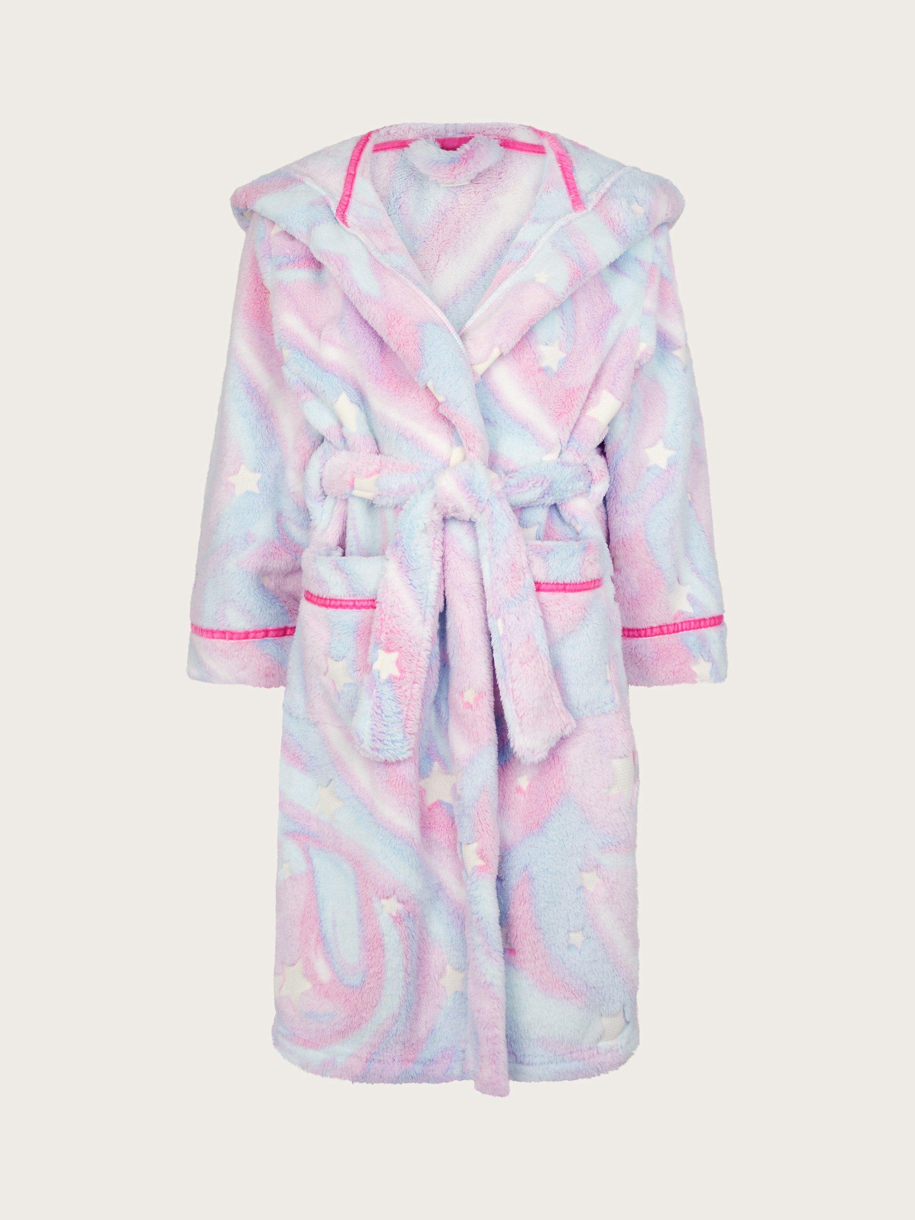 Monsoon Kids' Fleece Marble Dressing Gown, Multi