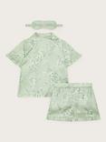 Monsoon Kids' Satin Roses Short Pyjamas & Mask Set, Green