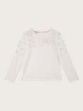 Monsoon Kids' Cotton 3D Floral Long Sleeve T-Shirt, Ivory