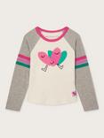 Monsoon Kids' Raglan Sleeve Heart Top, Ivory