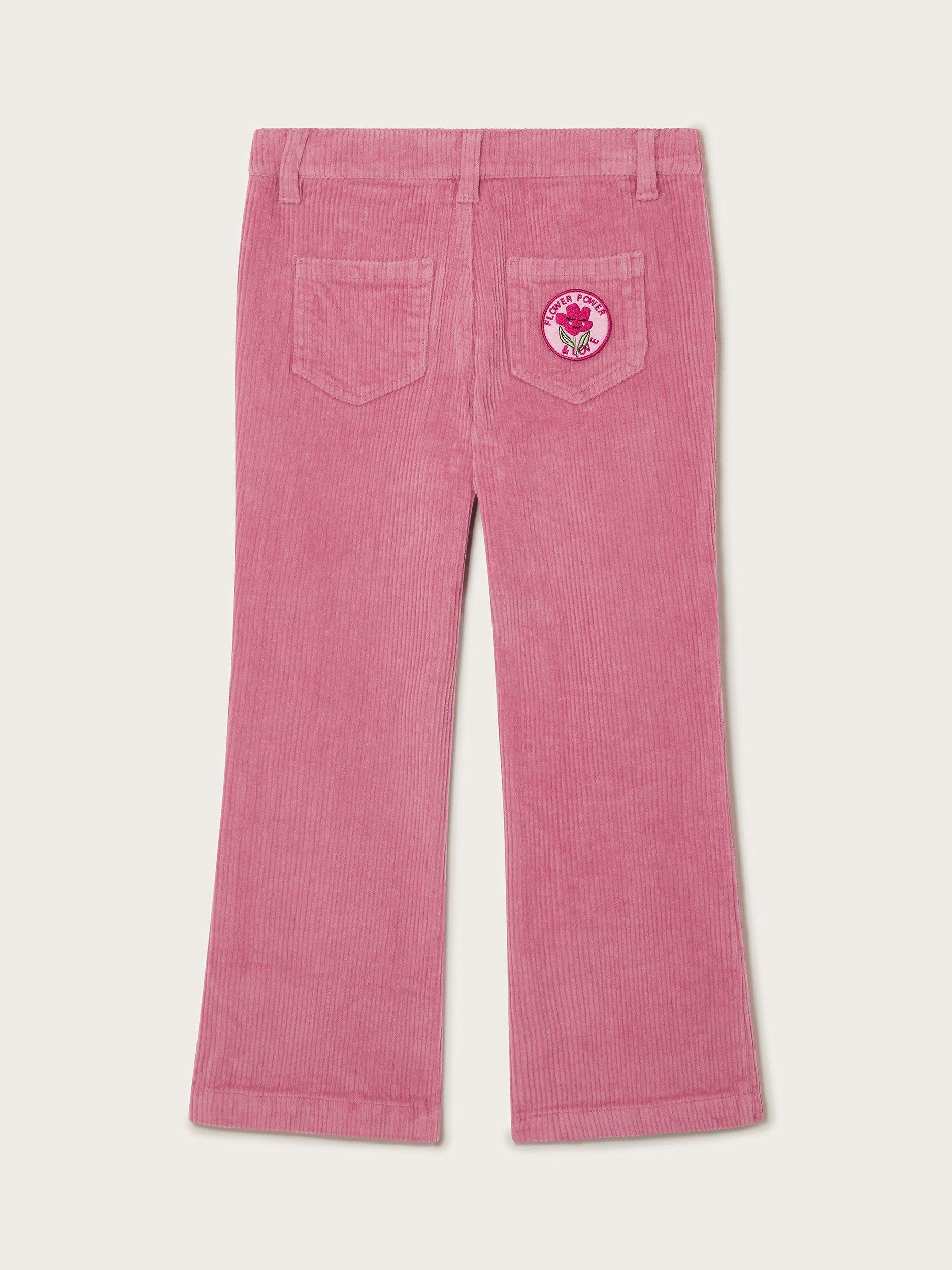 Product image 2 of 3, which shows Monsoon Kids' Corduroy Trousers, Pink, 3 years